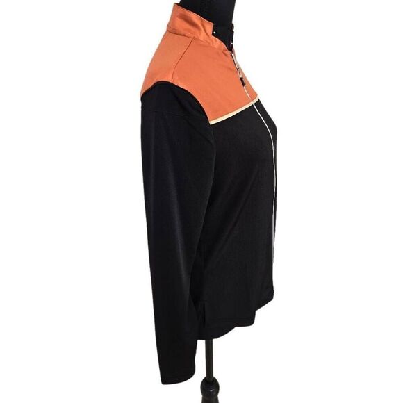 DKNY Golf Womens Long Sleeve Colorblock Zip Sport Jacket Top Black Rust Small - Picture 5 of 11